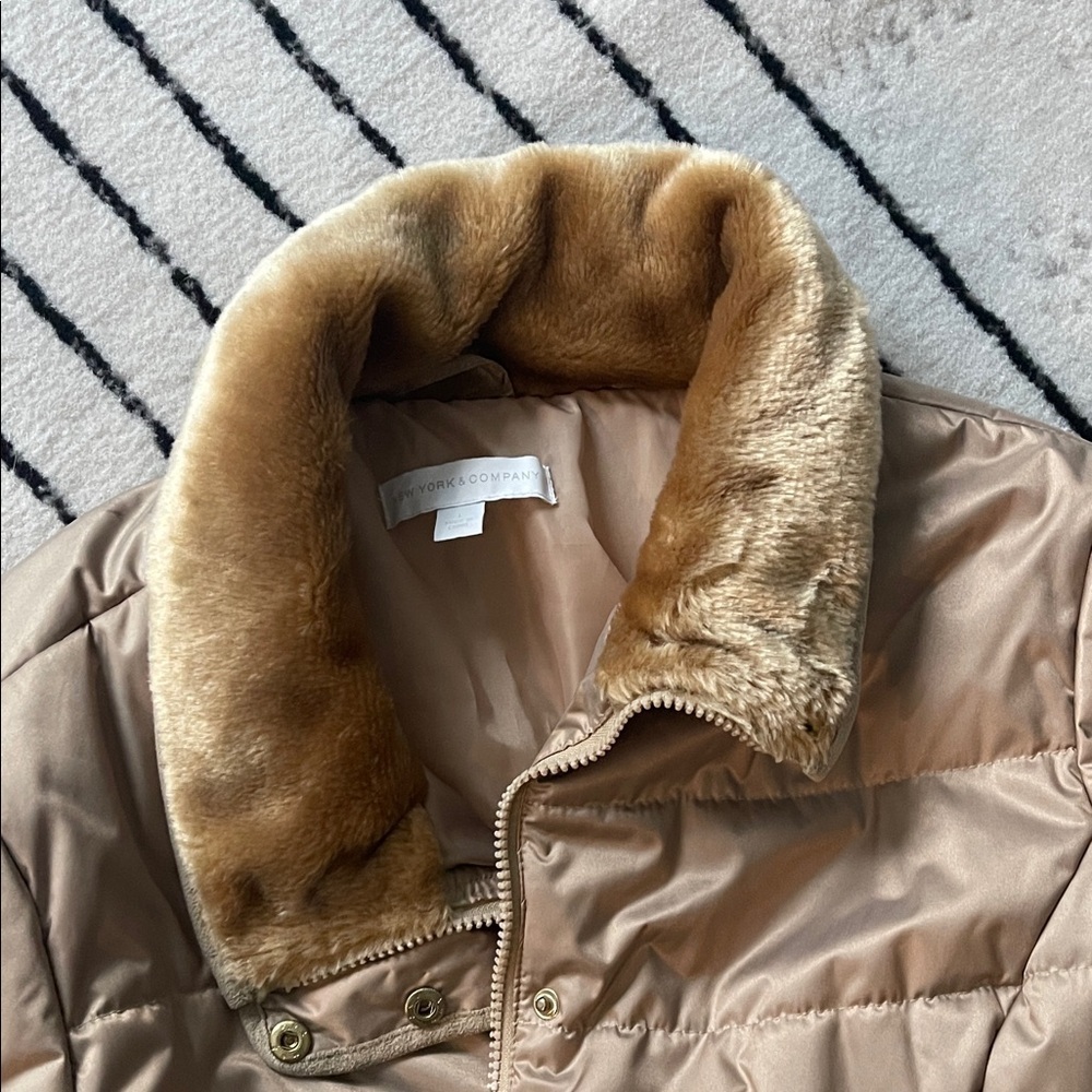 New York & Company Tanish Gold Puffer Jacket - Picture 2 of 5
